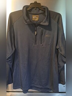 Mens Drake 1/4 Zip Dark Blue W/Gray Waffleknit Pullover Zip Pocket Outdoors 2X